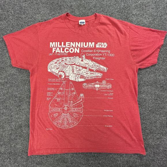 Star Wars Other - Star Wars Millennium Falcon Red Graphic T-Shirt Large #251